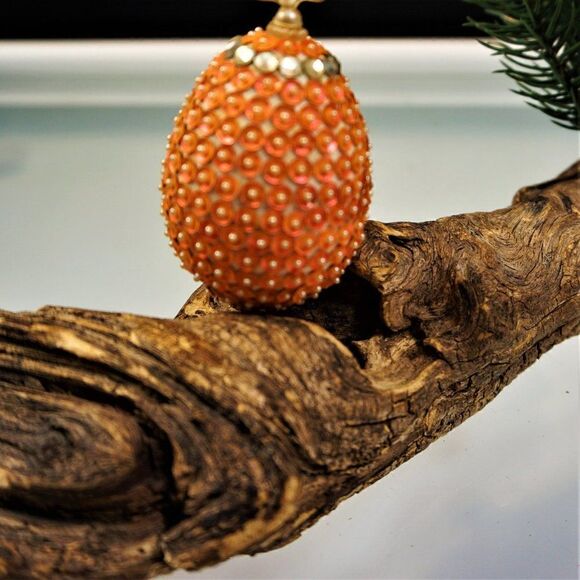 Christmas Ornament Sequined Jeweled Egg Vintage Tree Decoration - Picture 7 of 7
